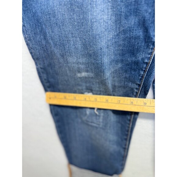 Gap Premium Straight Crop Jeans Capri Cuffed Distressed Size 14/32 Med Wash Crop - Picture 6 of 10